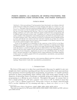 Posets Arising As 1-Skeleta of Simple Polytopes, the Nonrevisiting Path Conjecture, and Poset Topology