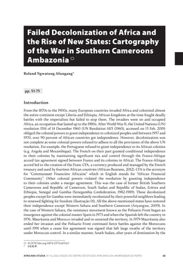 Cartography of the War in Southern Cameroons Ambazonia 