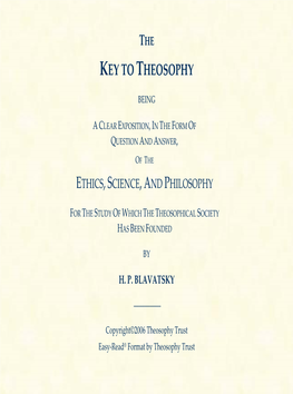 The Key to Theosophy