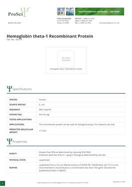 Hemoglobin Theta-1 Recombinant Protein Cat