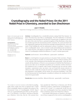 On the 2011 Nobel Prize in Chemistry, Awarded to Dan Shechtman