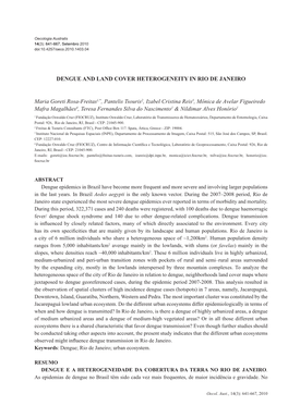 Dengue and Land Cover Heterogeneity in Rio De Janeiro