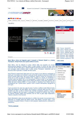 La Vittoria Di Menu E Della Chevrolet - Eurosport Pagina 1 Di 2