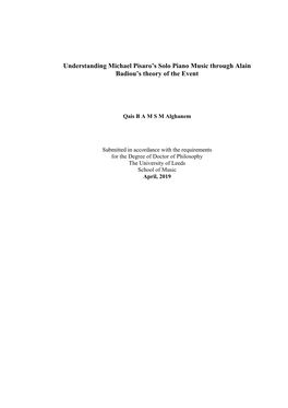 Understanding Michael Pisaro's Solo Piano Music Through Alain Badiou's Theory of the Event