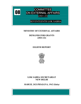 Eighth Report on Demands for Grants of the Ministry of External Affairs For