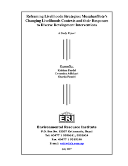 Musahar/Bote's Changing Livelihoods Contexts
