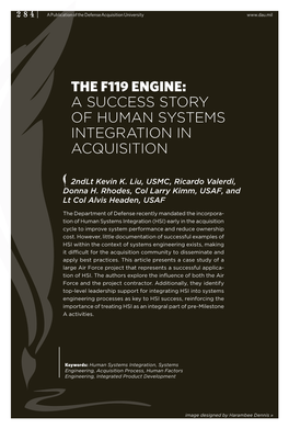 The F119 Engine: a Success Story of Human Systems Integration in Acquisition