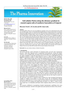 Soil Salinity Patten Along the Distance Gradient in Coastal Region Soils of Southern Saurashtra of Gujarat