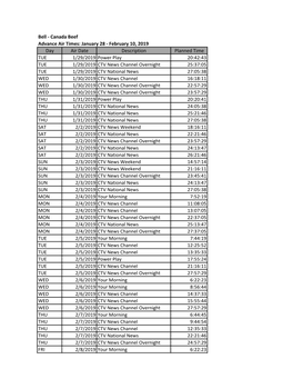 Canada Beef Advance Air Times: January 28