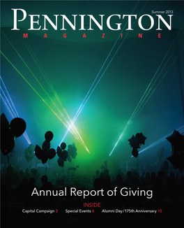 Annual Report of Giving INSIDE Capital Campaign 3 Special Events 6 Alumni Day / 175Th Anniversary 10 Upcomingevents