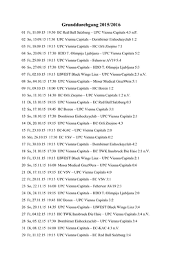 Grunddurchgang 2015/2016 01 Fr, 11.09.15 19:30 EC Red Bull Salzburg – UPC Vienna Capitals 4:5 N.P