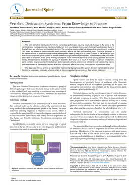 Vertebral Destruction Syndrome: from Knowledge to Practice