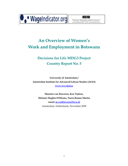 An Overview of Women's Work and Employment in Botswana