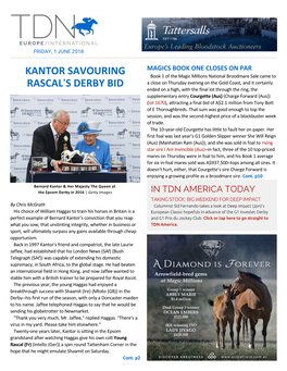 Kantor Savouring Rascal=S Derby Bid Cont