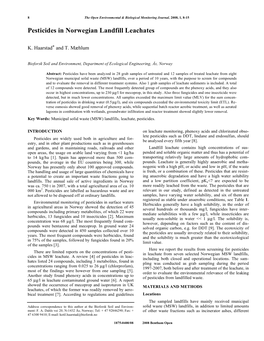 Pesticides in Norwegian Landfill Leachates