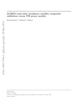 ACRIM Total Solar Irradiance Satellite Composite Validation Versus TSI Proxy Models