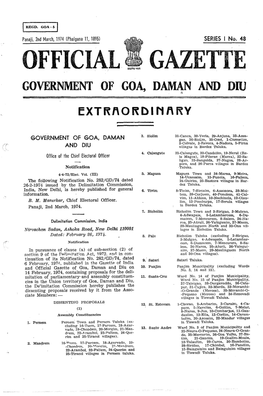 OFFICIAL GAZETTE GOVERNMENT of GOA, DAMAN and DIU " Extftl\ 0 Ft DIN F\ Ftv