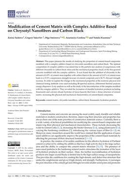 Modification of Cement Matrix with Complex Additive Based On