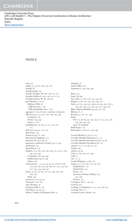 Cambridge University Press 978-1-108-84568-7 — the Origins of Concrete Construction in Roman Architecture Marcello Mogetta Index More Information