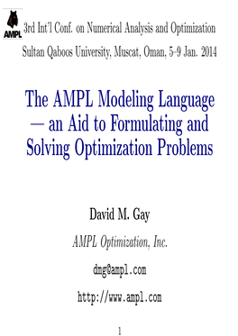 The AMPL Modeling Language — an Aid to Formulating and Solving Optimization Problems