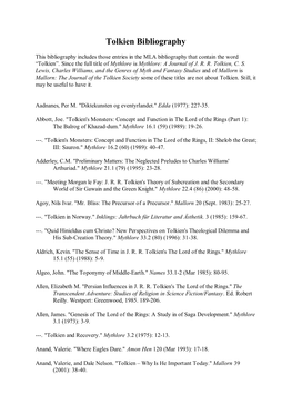 Tolkien Bibliography