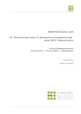 Begründung Zur 9. Änderung Des Flächennutzungsplans