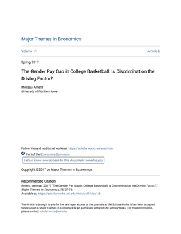 The Gender Pay Gap in College Basketball: Is Discrimination the Driving Factor?