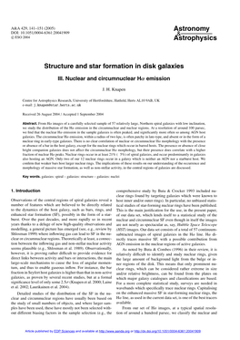 Structure and Star Formation in Disk Galaxies