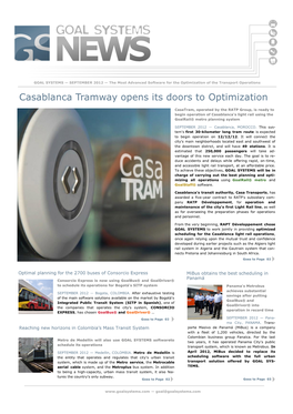 Casablanca Tramway Opens Its Doors to Optimization
