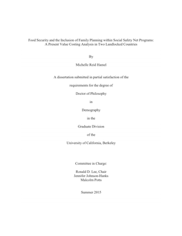 Food Security and the Inclusion of Family Planning Within Social Safety Net Programs: a Present Value Costing Analysis in Two Landlocked Countries