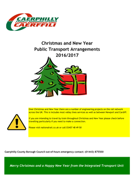 Christmas and New Year Public Transport Arrangements 2016/2017