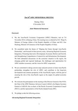 APEC Ministerial Statement