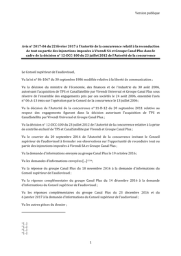 Avis 2017-04 Du 22 Février 2017