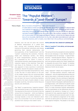 “Populist Moment”: Towards a “Post-Liberal” Europe?