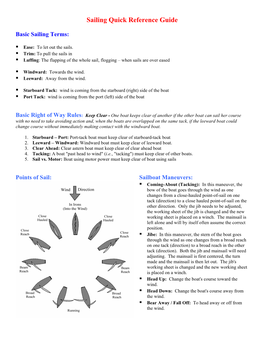 Basic Sailing Terms