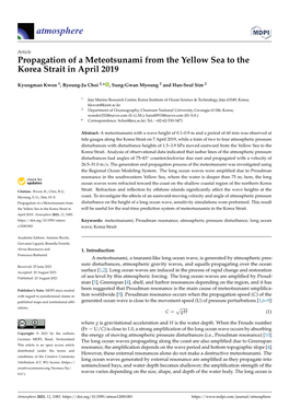 Propagation of a Meteotsunami from the Yellow Sea to the Korea Strait in April 2019