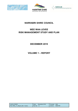 Wee Waa Levee Risk Management Plan And