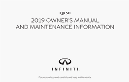 2019 Infiniti QX50 | Owner's Manual