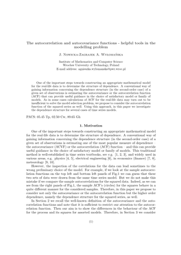 The Autocorrelation and Autocovariance Functions - Helpful Tools in the Modelling Problem