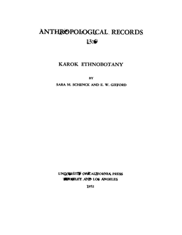 Karok Ethnobotany