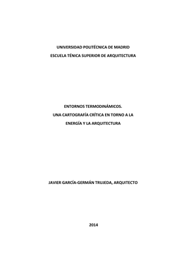 Entornos Termodinámicos. Una Cartografía Crítica En Torno a La