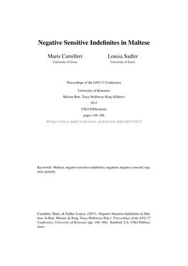 Negative Sensitive Indefinites in Maltese