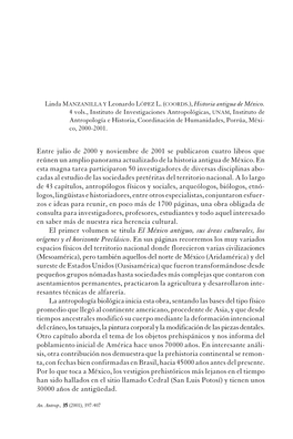 Entre Julio De 2000 Y Noviembre De 2001 Se Publicaron Cuatro Libros Que Reúnen Un Amplio Panorama Actualizado De La Historia Antigua De México