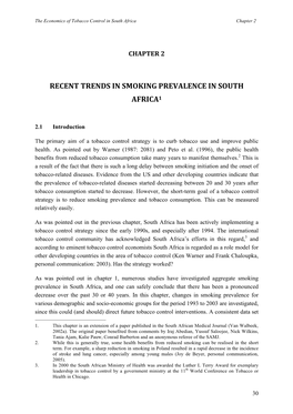 Recent Trends in Smoking Prevalence in South Africa1