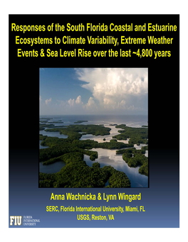 Responses of the South Florida Coastal and Estuarine Ecosystems to Climate Variability, Extreme Weather Events & Sea Level Rise Over the Last ~4,800 Years