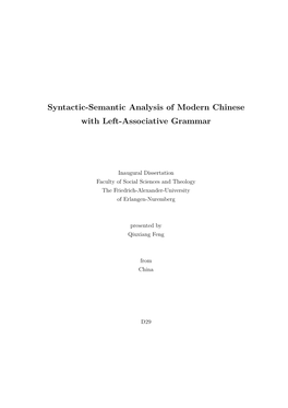 Syntactic-Semantic Analysis of Modern Chinese with Left-Associative Grammar