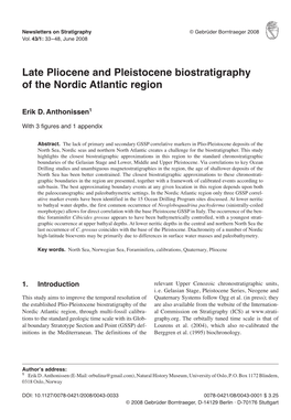 Late Pliocene and Pleistocene Biostratigraphy of the Nordic Atlantic Region