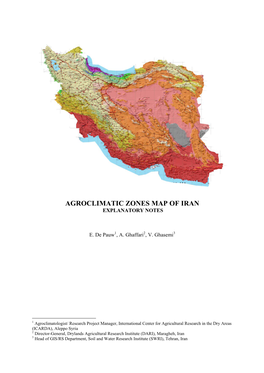 Agroclimatic Zones Map of Iran Explanatory Notes