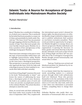 Muhsin Hendricks: Islamic Texts: a Source for Acceptance of Queer