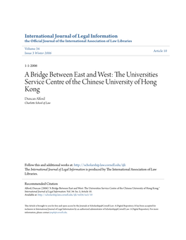 A Bridge Between East and West: the Universities Service Centre of the Chinese University of Hong Kong